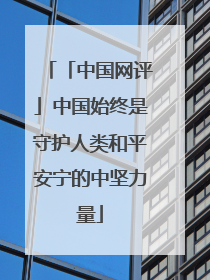 「中国网评」中国始终是守护人类和平安宁的中坚力量