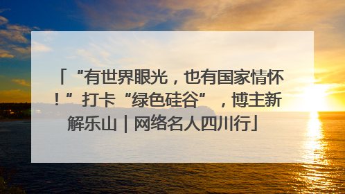 “有世界眼光，也有国家情怀！”打卡“绿色硅谷”，博主新解乐山｜网络名人四川行
