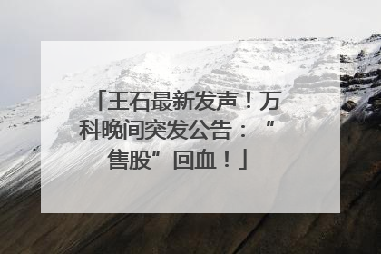 王石最新发声！万科晚间突发公告：“售股”回血！