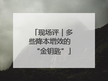 现场评｜多些降本增效的“金钥匙”