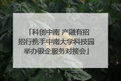 科创中南 产融有招 招行携手中南大学科技园举办银企服务对接会
