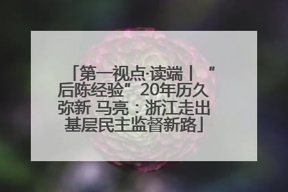 第一视点·读端丨“后陈经验”20年历久弥新 马亮：浙江走出基层民主监督新路