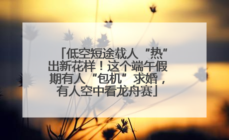 低空短途载人“热”出新花样！这个端午假期有人“包机”求婚，有人空中看龙舟赛