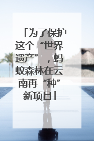 为了保护这个“世界遗产”，蚂蚁森林在云南再“种”新项目