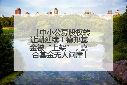 中小公募股权转让潮延续！德邦基金被“上架”，嘉合基金无人问津