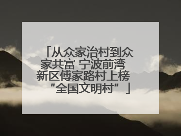从众家治村到众家共富 宁波前湾新区傅家路村上榜“全国文明村”