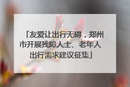 友爱让出行无碍，郑州市开展残障人士、老年人出行需求建议征集