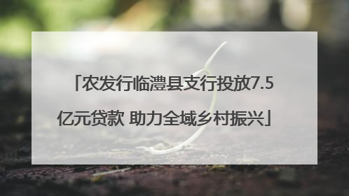 农发行临澧县支行投放7.5亿元贷款 助力全域乡村振兴