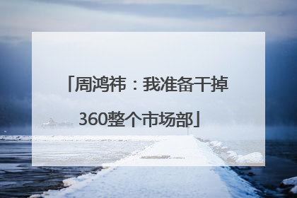 周鸿祎：我准备干掉360整个市场部
