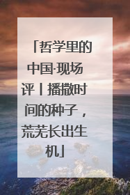 哲学里的中国·现场评丨播撒时间的种子，荒芜长出生机