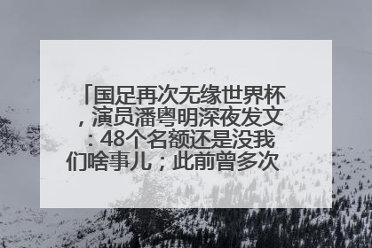国足再次无缘世界杯，演员潘粤明深夜发文：48个名额还是没我们啥事儿；此前曾多次为国足发声