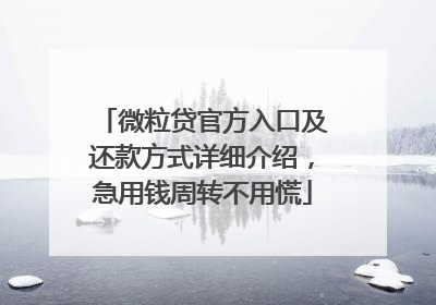 微粒贷官方入口及还款方式详细介绍，急用钱周转不用慌