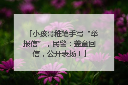 小孩哥稚笔手写“举报信”，民警：盖章回信，公开表扬！