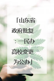 山东省政府批复：一民办高校变更为公办