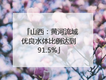 山西：黄河流域优良水体比例达到91.5%