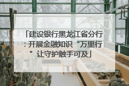 建设银行黑龙江省分行：开展金融知识“万里行”让守护触手可及