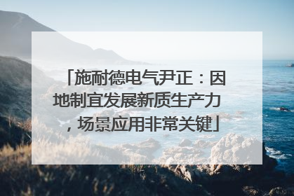 施耐德电气尹正：因地制宜发展新质生产力，场景应用非常关键