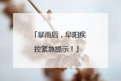 暴雨后，阜阳疾控紧急提示！