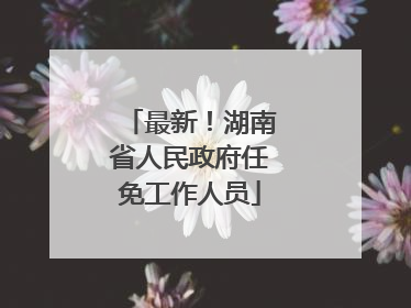 最新！湖南省人民政府任免工作人员