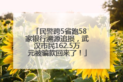 民警跨5省跑58家银行溯源追损，武汉市民162.5万元被骗款回来了！