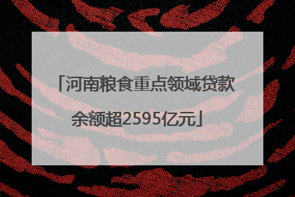 河南粮食重点领域贷款余额超2595亿元