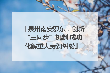 泉州南安罗东：创新“三同步”机制 成功化解重大劳资纠纷