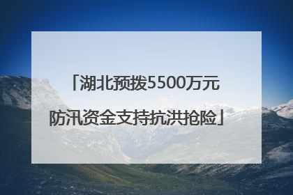 湖北预拨5500万元防汛资金支持抗洪抢险