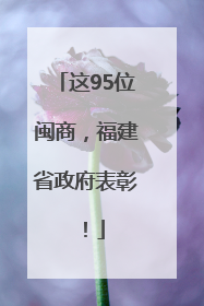 这95位闽商，福建省政府表彰！