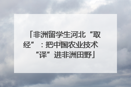非洲留学生河北“取经”：把中国农业技术“译”进非洲田野