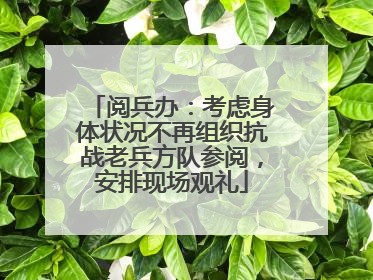 阅兵办：考虑身体状况不再组织抗战老兵方队参阅，安排现场观礼