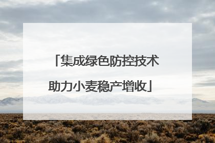 集成绿色防控技术助力小麦稳产增收