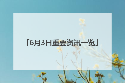 6月3日重要资讯一览